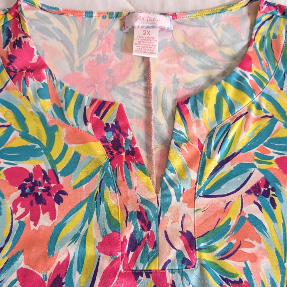 STELLA PARKER Collection Dress 2X Floral Multicolor Sleeveless Travel Pullover - Picture 6 of 9